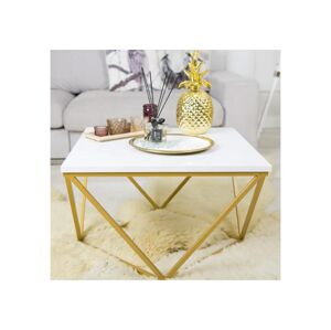 HowHomely Konferenční stolek CURVED 62x62 cm zlatá/bílá