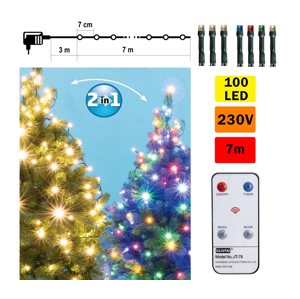 LED Vánoční venkovní řetěz 100xLED 10m IP44 teplá bílá/multicolor + DO
