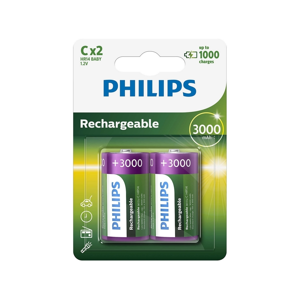 Philips Philips R14B2A300/10 - 2 ks Nabíjecí baterie C MULTILIFE NiMH/1,2V/3000 mAh