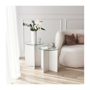 SADA 2x Odkládací stolek LILY pr. 40 cm bílá/čirá